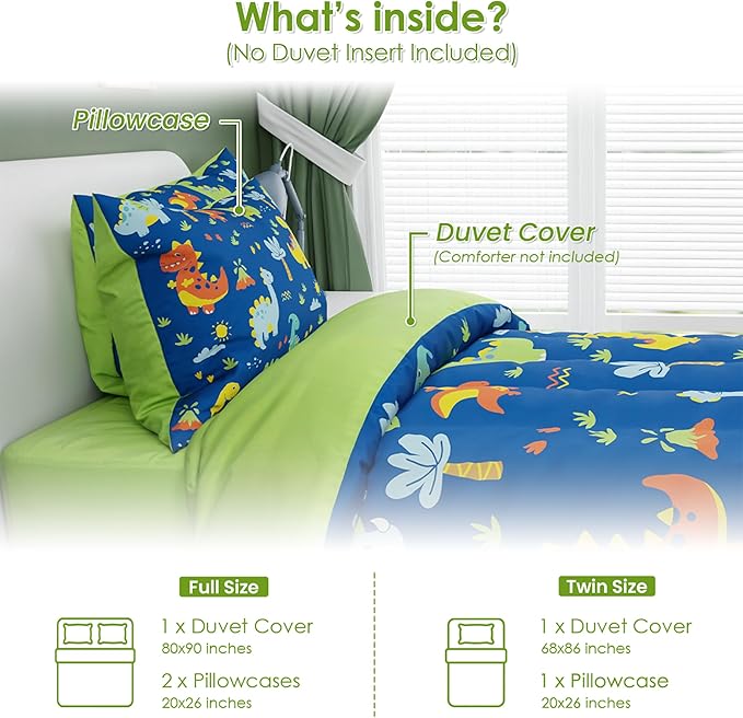 SANDJEST Dinosaur Design Duvet Cover Sets Twin Size - Image 2
