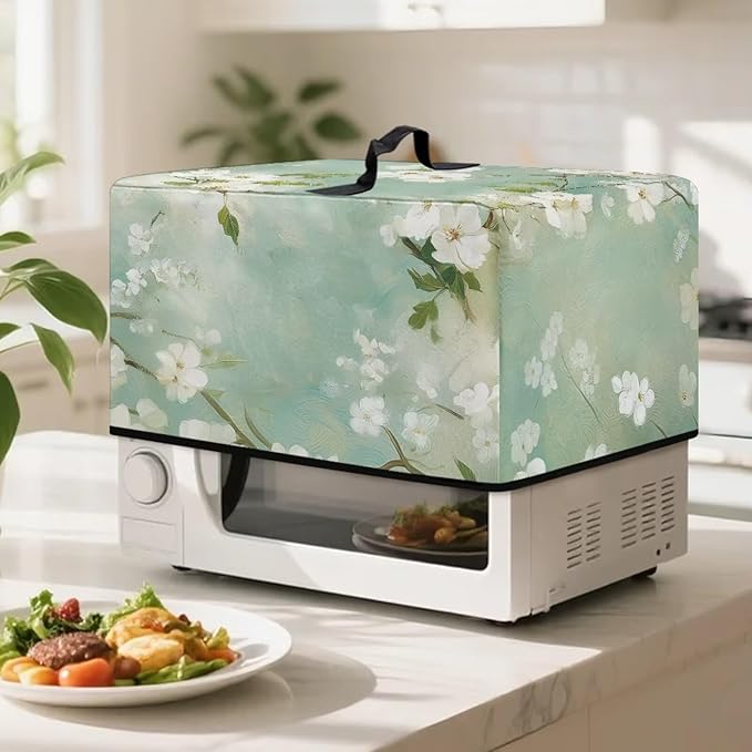 Microwave Oven Cover, Flower Heat-Resistant Waterproof Toaster Oven Dust Cover - Image 3