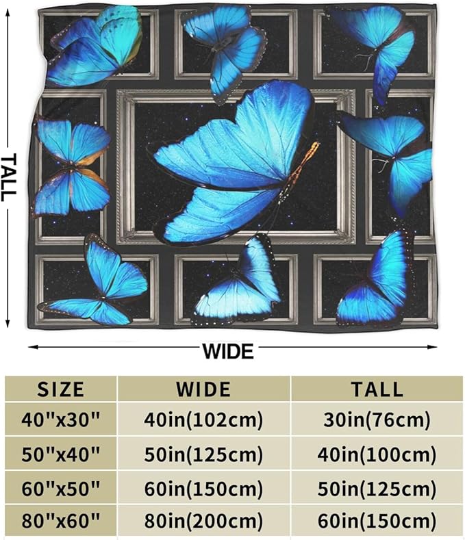 Blue Butterfly Blanket Butterflies Throw Blanket Butterfly Flannel Stuff Merch - Image 3