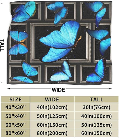 Blue Butterfly Blanket Butterflies Throw Blanket Butterfly Flannel Stuff Merch - Image 3