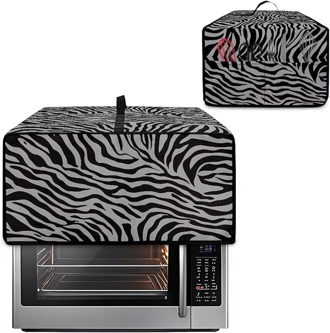Grey Zebra Print Microwave Oven Dust Cover Dust-Proof Waterproof Microwave - Image 2