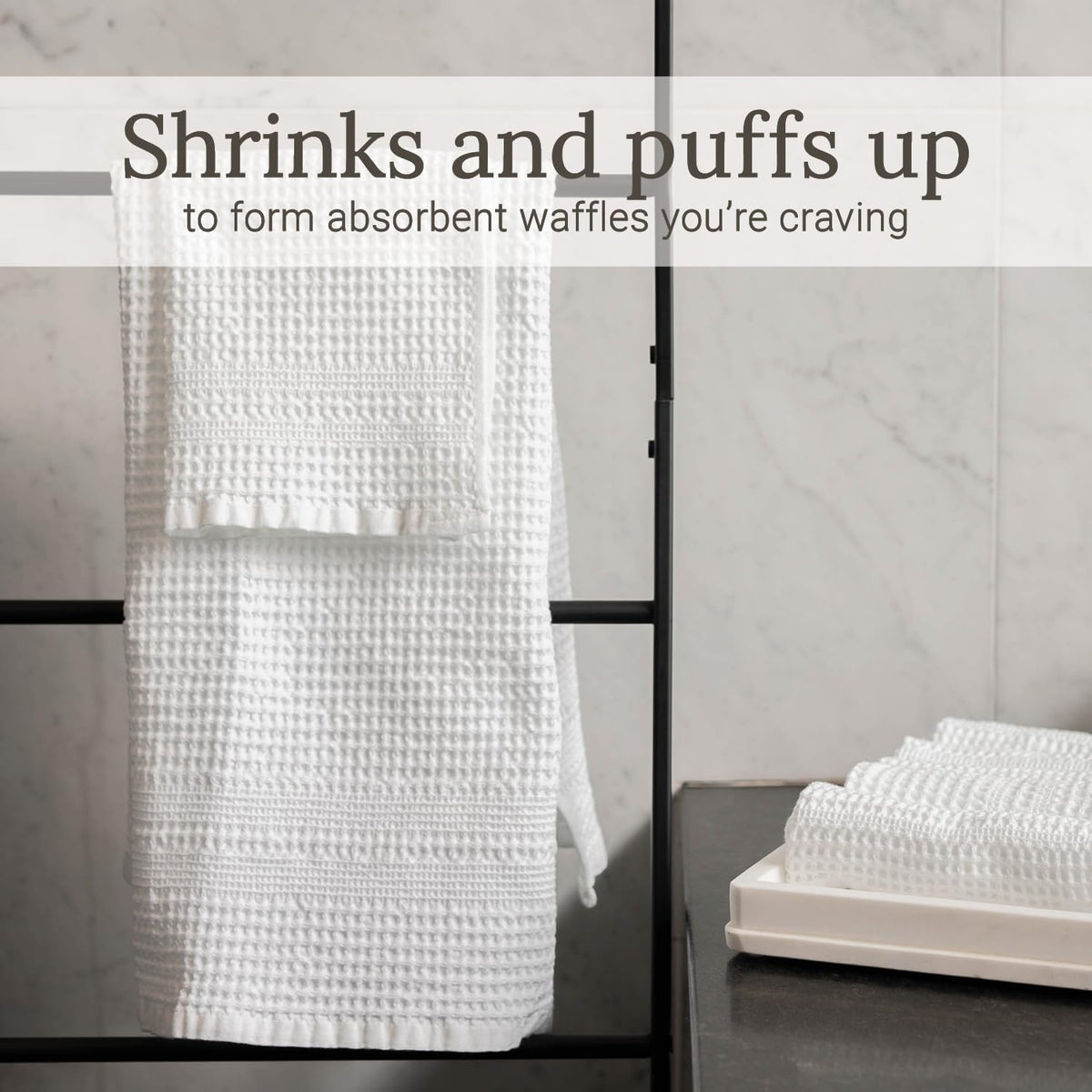 gilden tree waffle towels for bathroom, 100% cotton, close-up detail