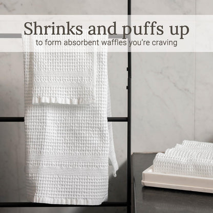 gilden tree waffle towels for bathroom, 100% cotton, close-up detail