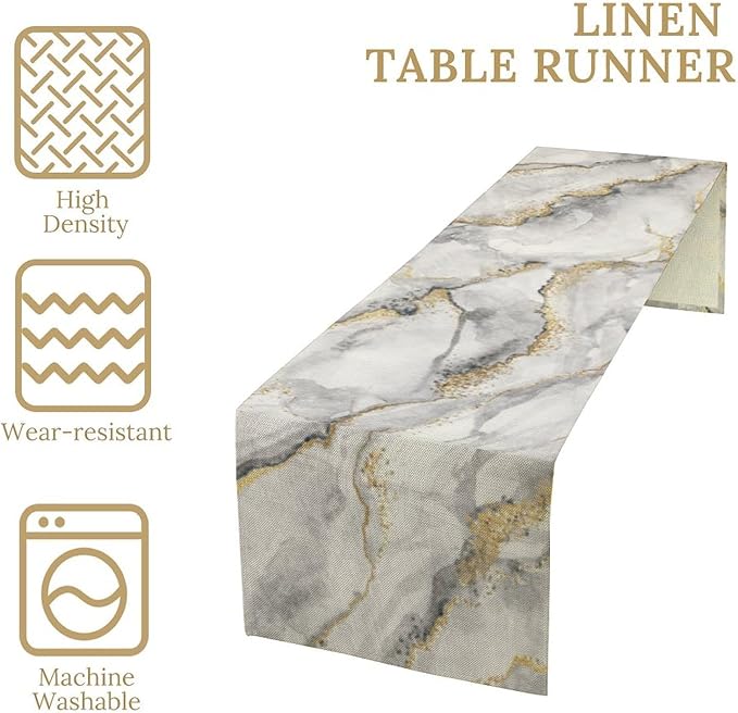 Marble Table Runner Gold Grey Table Dresser Runners Modern Table Coffee Table - Image 4