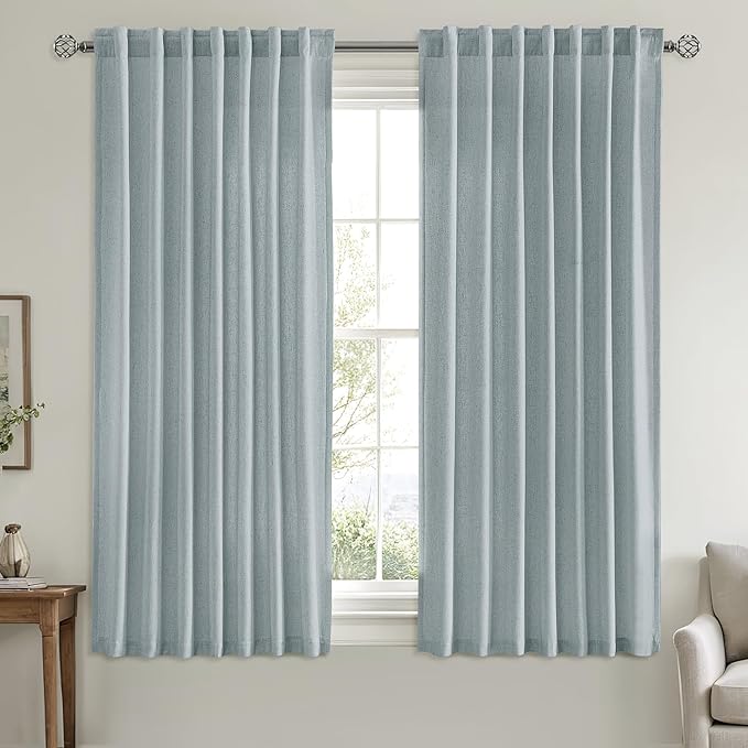 MIULEE Non-See-Through Privacy Linen Curtains 2 Panels, Light Filtering Window - Image 3