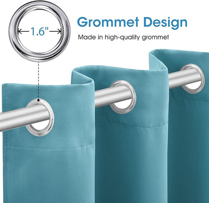 HOMEIDEAS Blue Blackout Curtains 52 X 96 Inch Bedroom Curtains 2 Panels Room - Image 4