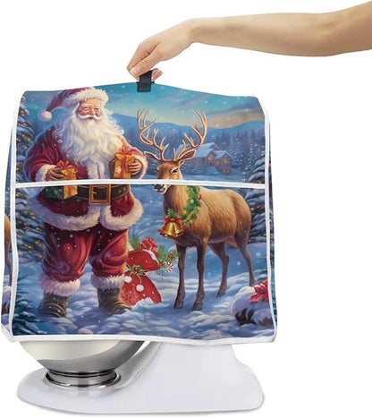 Christmas Stand Mixer Cover for Kitchen Aid 6-8 Qt Mixer, Santa Claus Elk Small - Image 4