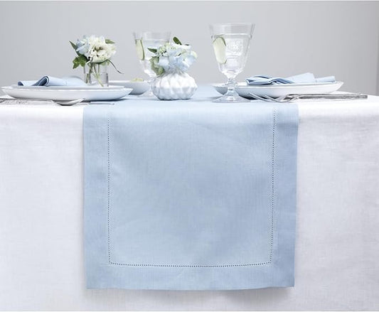 Solino Home Linen Sky Blue Table Runner 156 Inches Long by SolinoHome