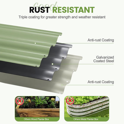 g good gain 2pcs raised garden beds galvanized, close-up detail