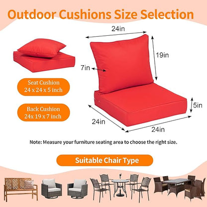 24x24'' Outdoor Chair Cushion Set of 2, UV&Fade Resistant Deep Seat Patio - Image 2