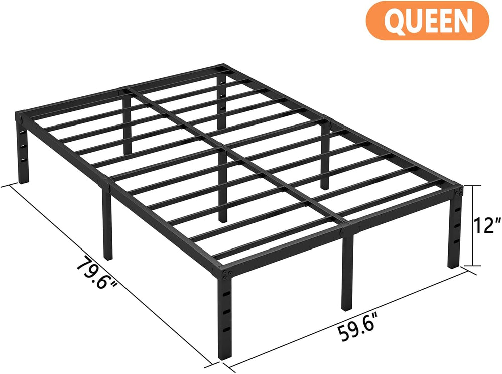 Hafenpo 12 Inch Queen Bed Frame, Under Bed Storage, Black
