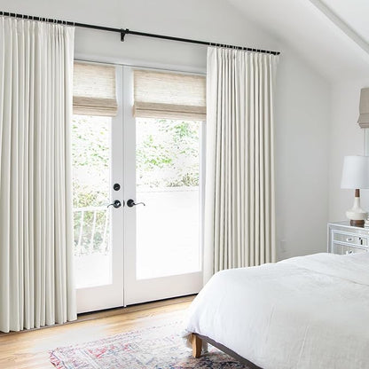 Ivory 100% Blackout Pinch Pleated Linen Curtains 102 Inches Long - Image 2