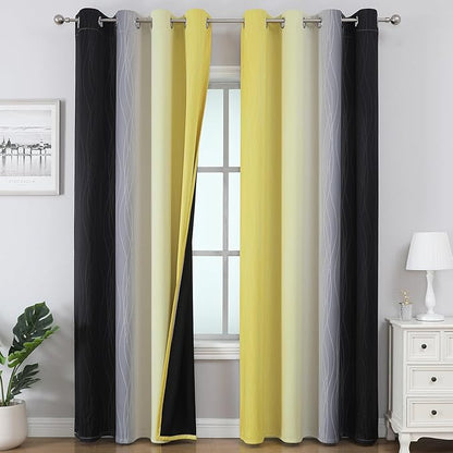 Estelar Textiler Black and Yellow Ombre Blackout Curtains by ESTELARTEXTILER