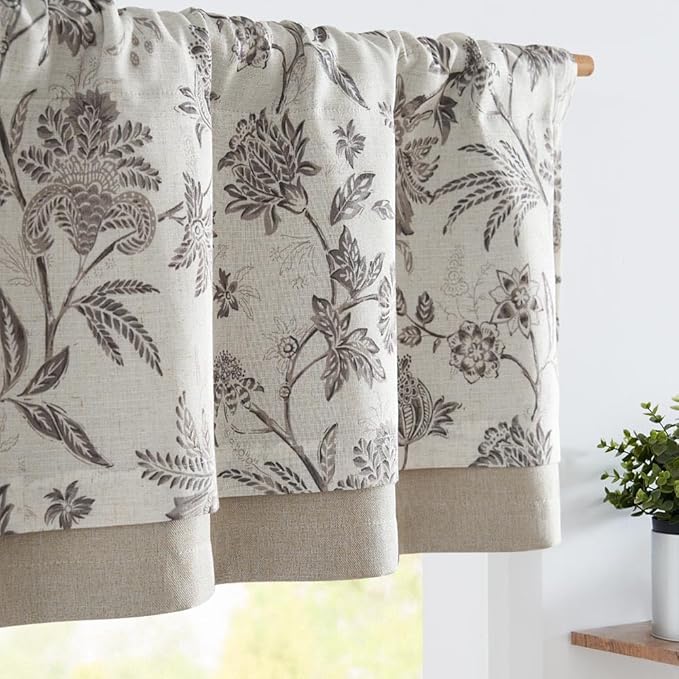 jinchan Floral Valance Curtain Linen Kitchen Valance by JINCHAN