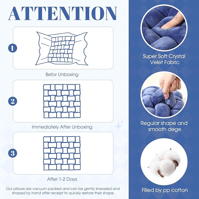 Wenqik 4 Pcs Square Knot Pillows Knotted Plush Soft Throws Accent Pillows - Image 4