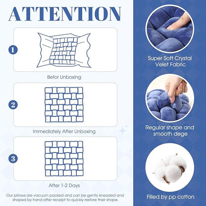 Wenqik 4 Pcs Square Knot Pillows Knotted Plush Soft Throws Accent Pillows - Image 4