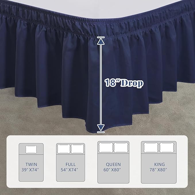 Twin Bed Skirt, Elastic Wrap Around Bed Skirt Twin Size, Bed Skirts - Image 2