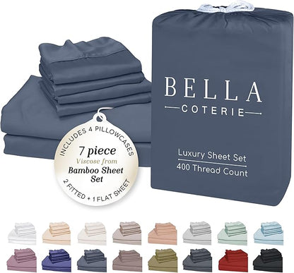 Bella Coterie 7 Piece Luxury Bamboo Viscose Split King Size Sheet Set | 2 by BC