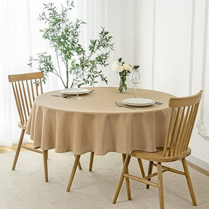 maxmill Round Linen Looking Textured Tablecloth Spill-Proof Wrinkle Free Soft by maxmill