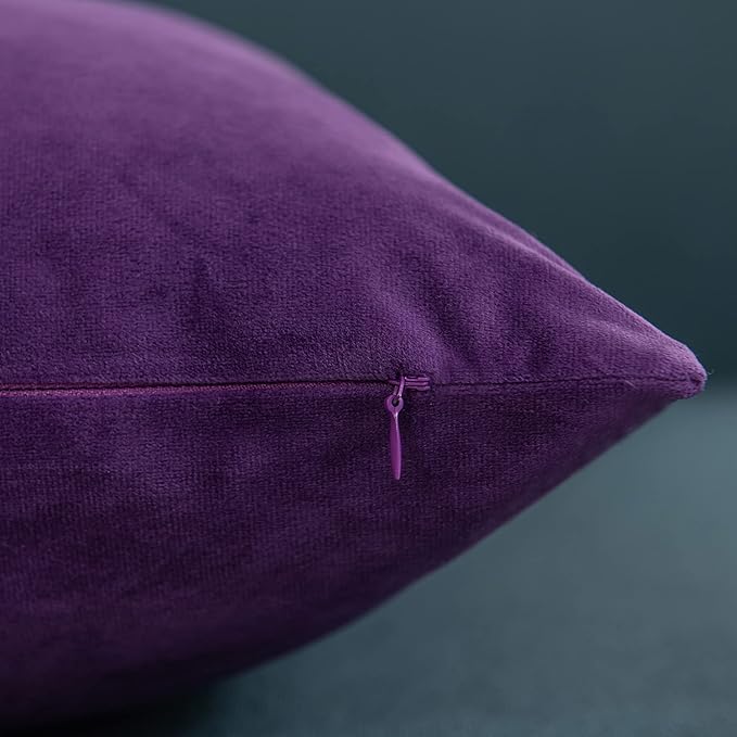 16x16 Throw Pillow Cases Purple: 2 Pack Cozy Soft Velvet Square Decorative - Image 2