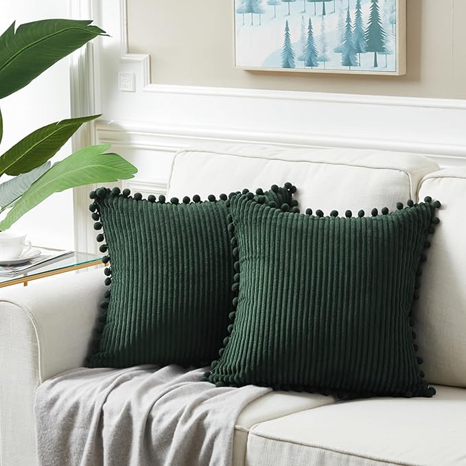 Fancy Homi Pack of 2 Dark Green Decorative Throw Pillow Covers 26x16 Inch - Image 6