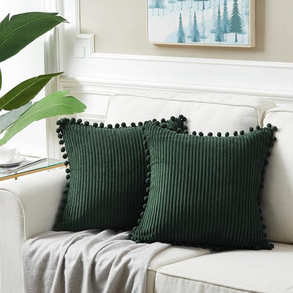 Fancy Homi Pack of 2 Dark Green Decorative Throw Pillow Covers 26x16 Inch - Image 6