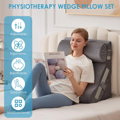 megcxit wedge pillow set for after surgery, bed on a desk or shelf