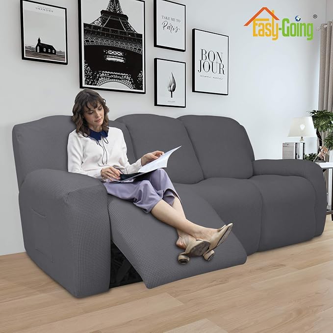 Easy-Going 8 Pieces Recliner Sofa Stretch Sofa Slipcover Sofa Cover Furniture - Image 2