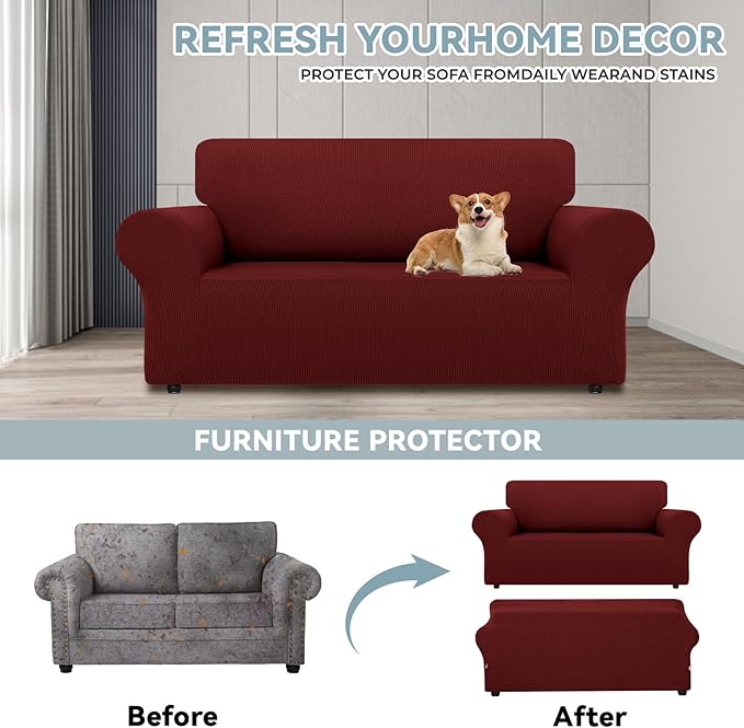 LURKA Stretch Loveseat Sofa Slipcovers 1 Piece Couch Covers - Image 3