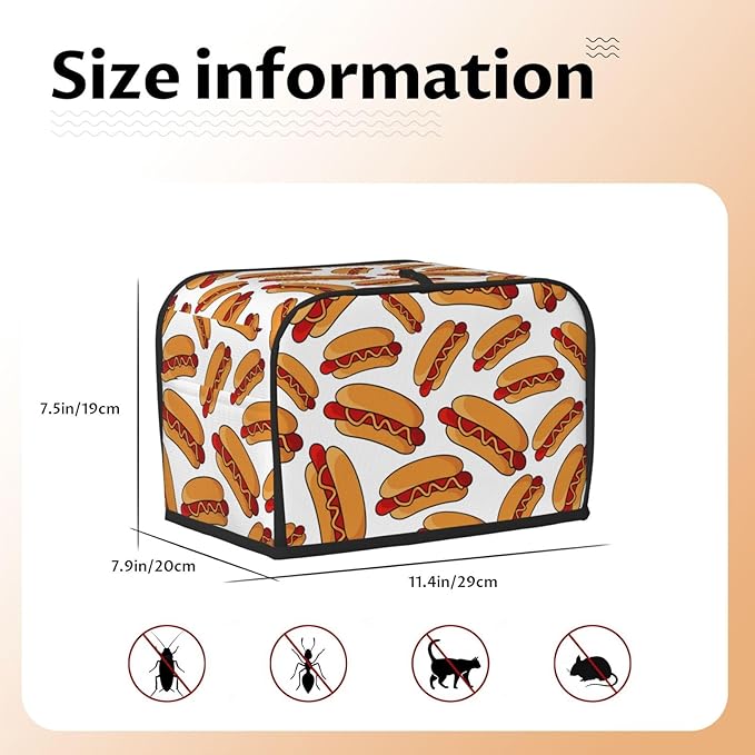 Fun Hot Dog Food 2 Slice Toaster Cover, Waterproof Toaster Dust Cover Bread - Image 6
