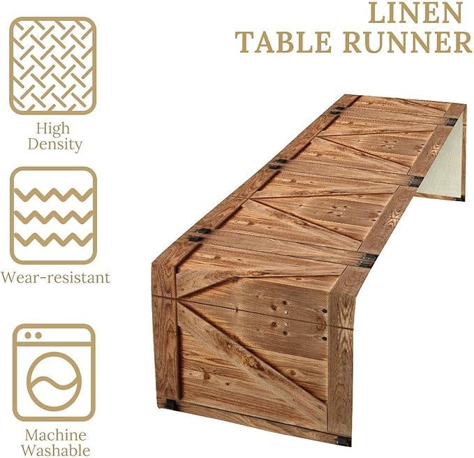 Rustic Barn Door Table Runner Farmhouse Wooden Wood Vintage Plank Country - Image 7