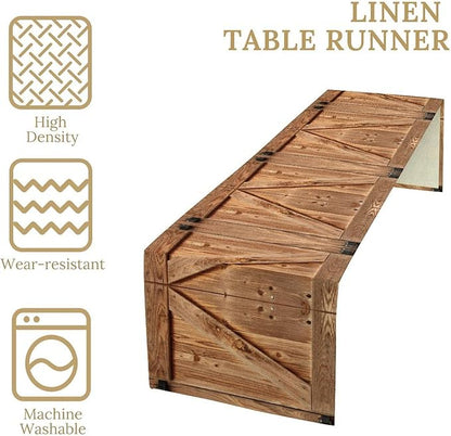 Rustic Barn Door Table Runner Farmhouse Wooden Wood Vintage Plank Country - Image 7