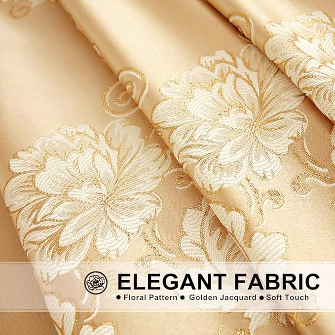 ELKCA Golden Floral Jacquard Swag Waterfall Valance - Image 5