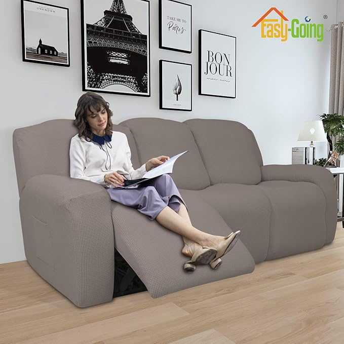 Easy-Going 8 Pieces Recliner Sofa Stretch Sofa Slipcover Sofa Cover Furniture - Image 2
