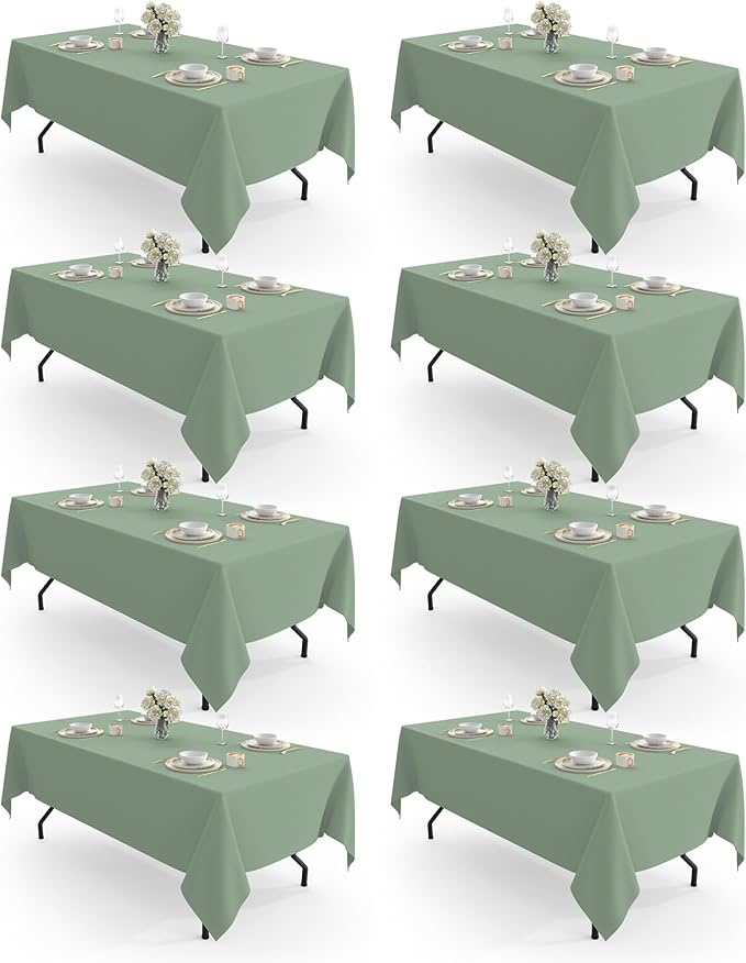 Pureegg Rectangle Table Cloth 60" x 84" – 8 Packs, Durable Polyester Tablecloth by Pureegg