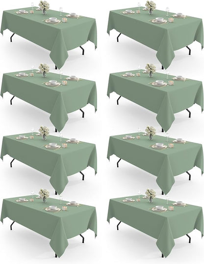 Pureegg Rectangle Table Cloth 60" x 84" – 8 Packs, Durable Polyester Tablecloth by Pureegg