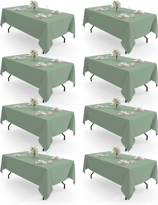 Pureegg Rectangle Table Cloth 60" x 84" – 8 Packs, Durable Polyester Tablecloth by Pureegg