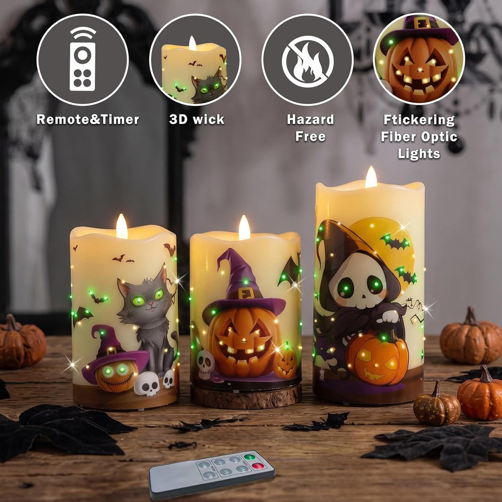 Halloween Flameless Candles, Battery Operated Candles with Remote