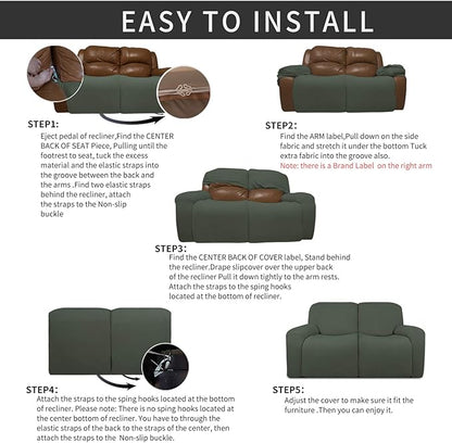 Easy-Going 6 Pieces Recliner Loveseat Stretch Sofa Slipcover Sofa Cover - Image 4