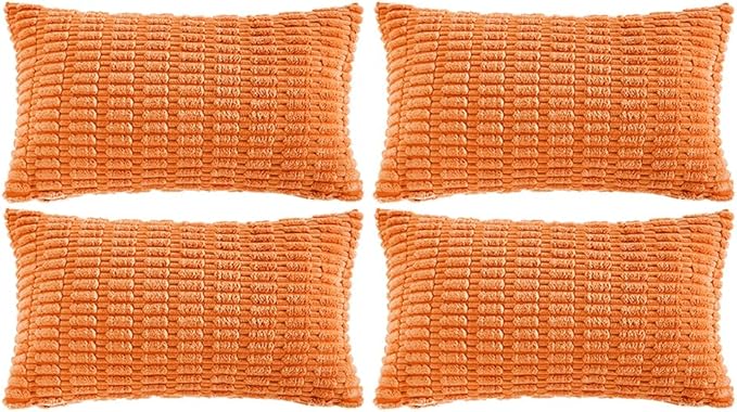 Fancy Homi 4 Packs Orange Fall Decorative Throw Pillow Covers 12x20 Inch by Fancy+Homi