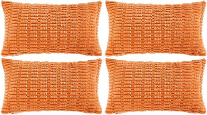 Fancy Homi 4 Packs Orange Fall Decorative Throw Pillow Covers 12x20 Inch by Fancy+Homi