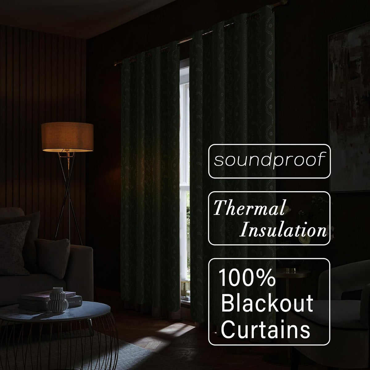 limon home black out curtains 63 inch long,sage shown in use