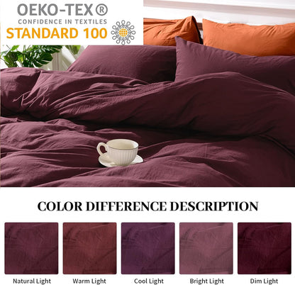 nexhome pro duvet cover set queen size linen, side view