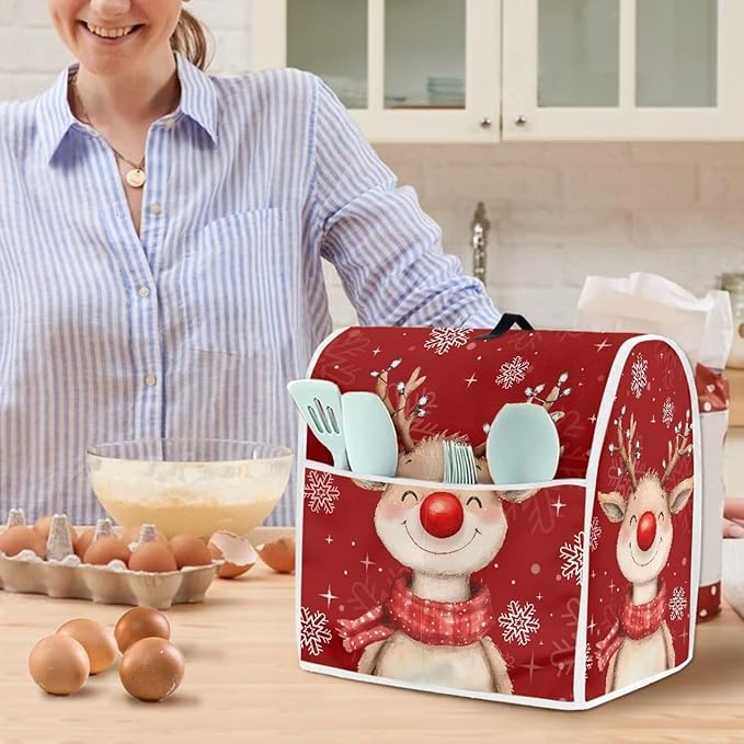 Christmas Reindeer Stand Mixer Cover 4.5-5 Quart Kitchen Mixer Cover Washable - Image 2
