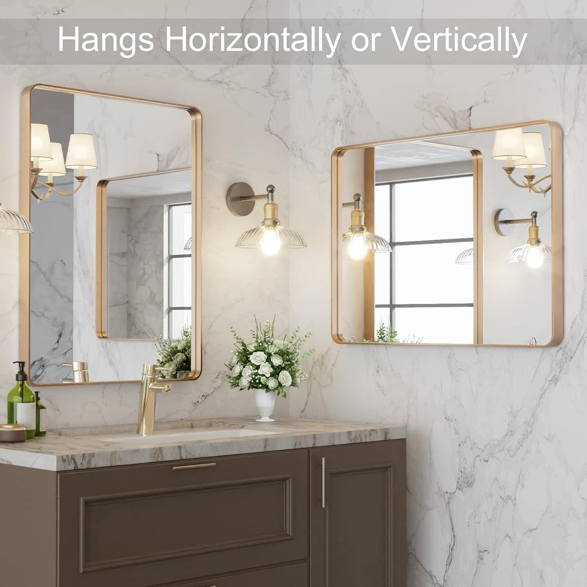 loaao 22"x30" gold bathroom mirror, side view