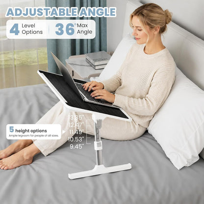 adjustable lap desk, foldable laptop desk for bed shown in use