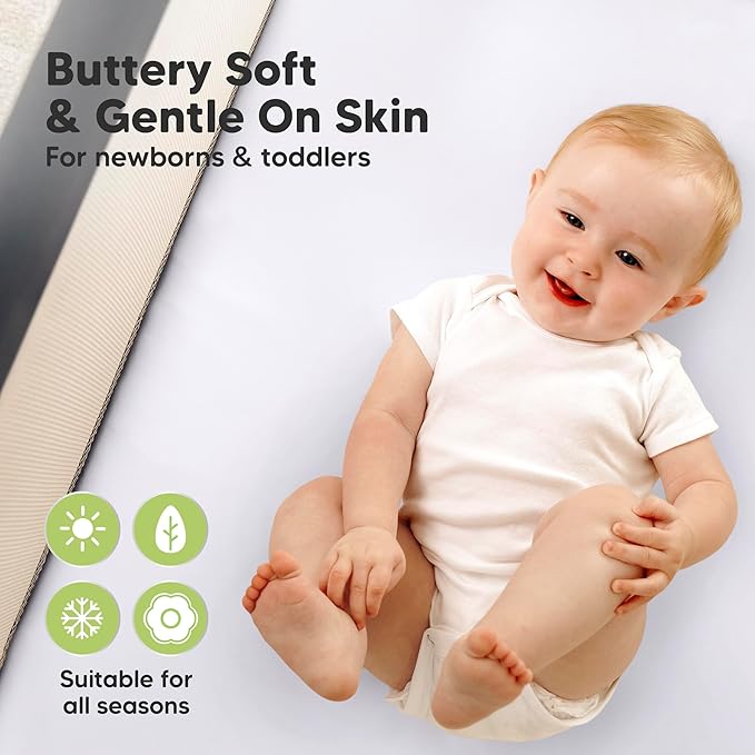2-Pack Waterproof Pack and Play Sheets, Mini Crib Sheets Fitted - Image 4