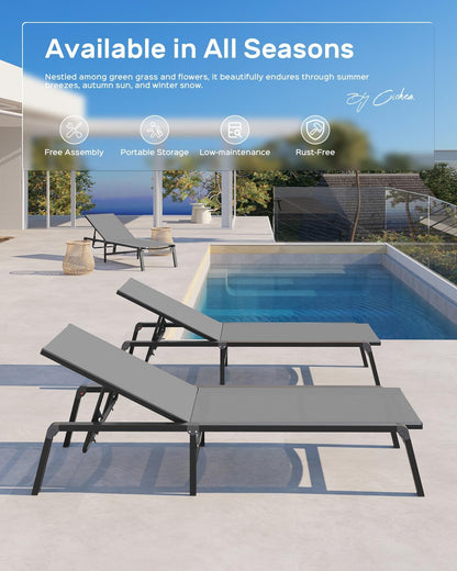 ciokea aluminum chaise lounge ourdoor - foldable &, side view