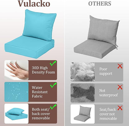 Outdoor Deep Seat Cushions for Patio Furniture Set of 2, Waterproof Outdoor - Image 6