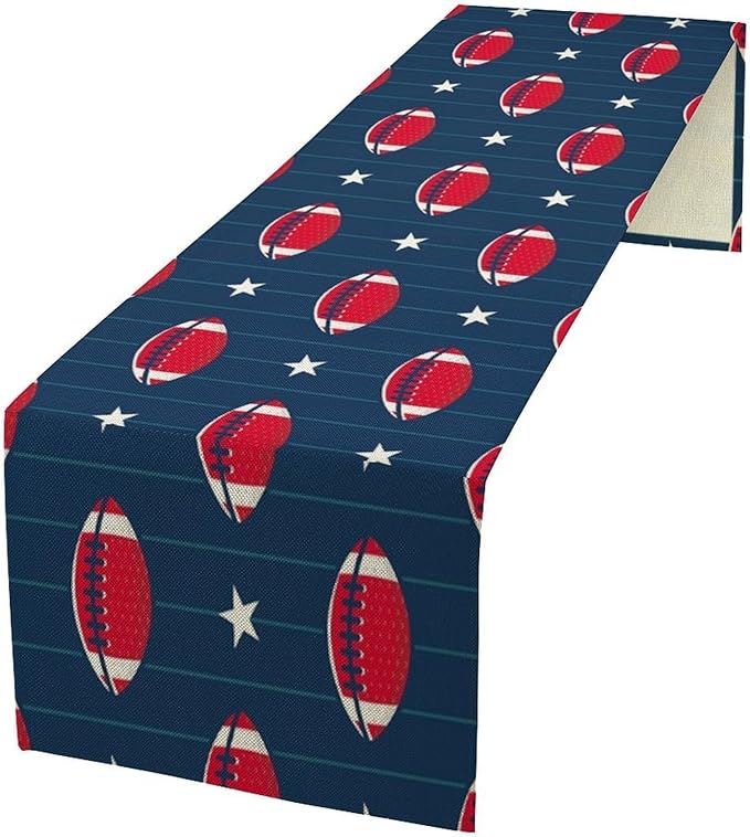 Football Table Runner Vintage American Football Game Days Seasonal Dinner Runner by moderw